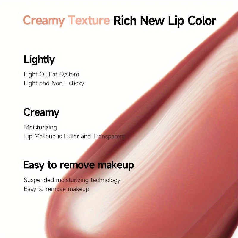 Lápiz labial líquido con crema labial de mantequilla, no pegajoso, hidratante, alto pigmento para maquillaje de labios Sexy rojo desnudo cosmético