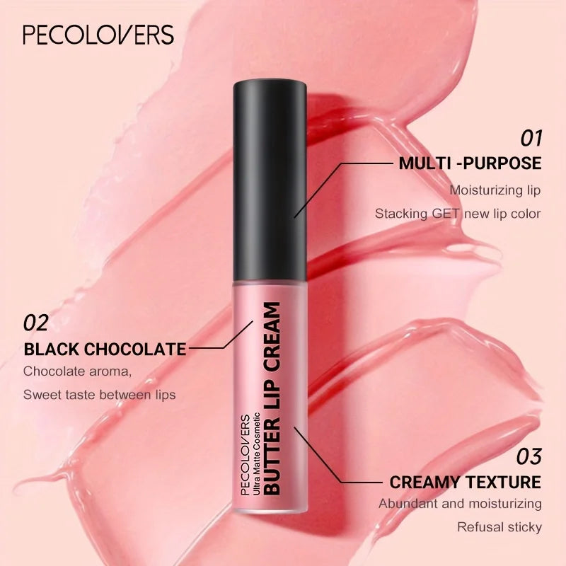 Lápiz labial líquido con crema labial de mantequilla, no pegajoso, hidratante, alto pigmento para maquillaje de labios Sexy rojo desnudo cosmético