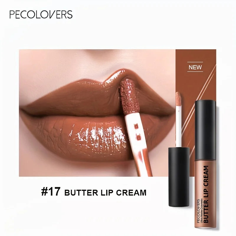Lápiz labial líquido con crema labial de mantequilla, no pegajoso, hidratante, alto pigmento para maquillaje de labios Sexy rojo desnudo cosmético