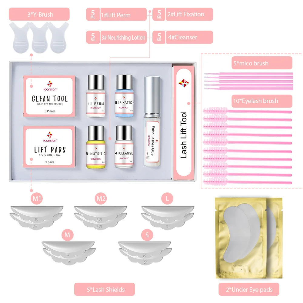 ICONSIGN-Kit de elevación de pestañas, versión mejorada, duradero, 6-8 semanas, permanente, potenciador de pestañas, herramientas de maquillaje