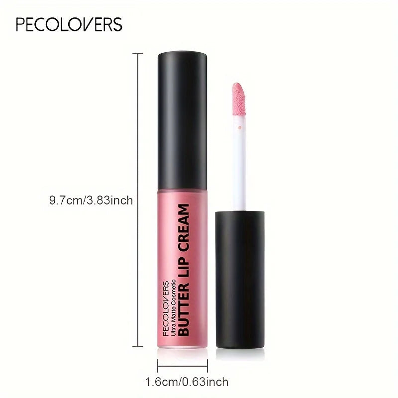 Lápiz labial líquido con crema labial de mantequilla, no pegajoso, hidratante, alto pigmento para maquillaje de labios Sexy rojo desnudo cosmético