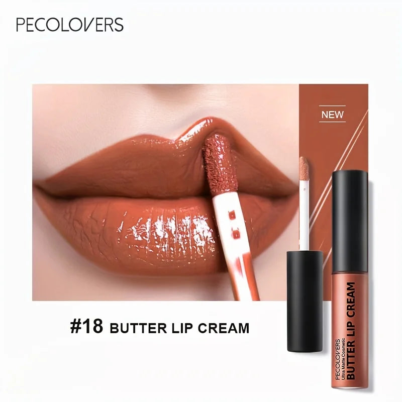 Lápiz labial líquido con crema labial de mantequilla, no pegajoso, hidratante, alto pigmento para maquillaje de labios Sexy rojo desnudo cosmético